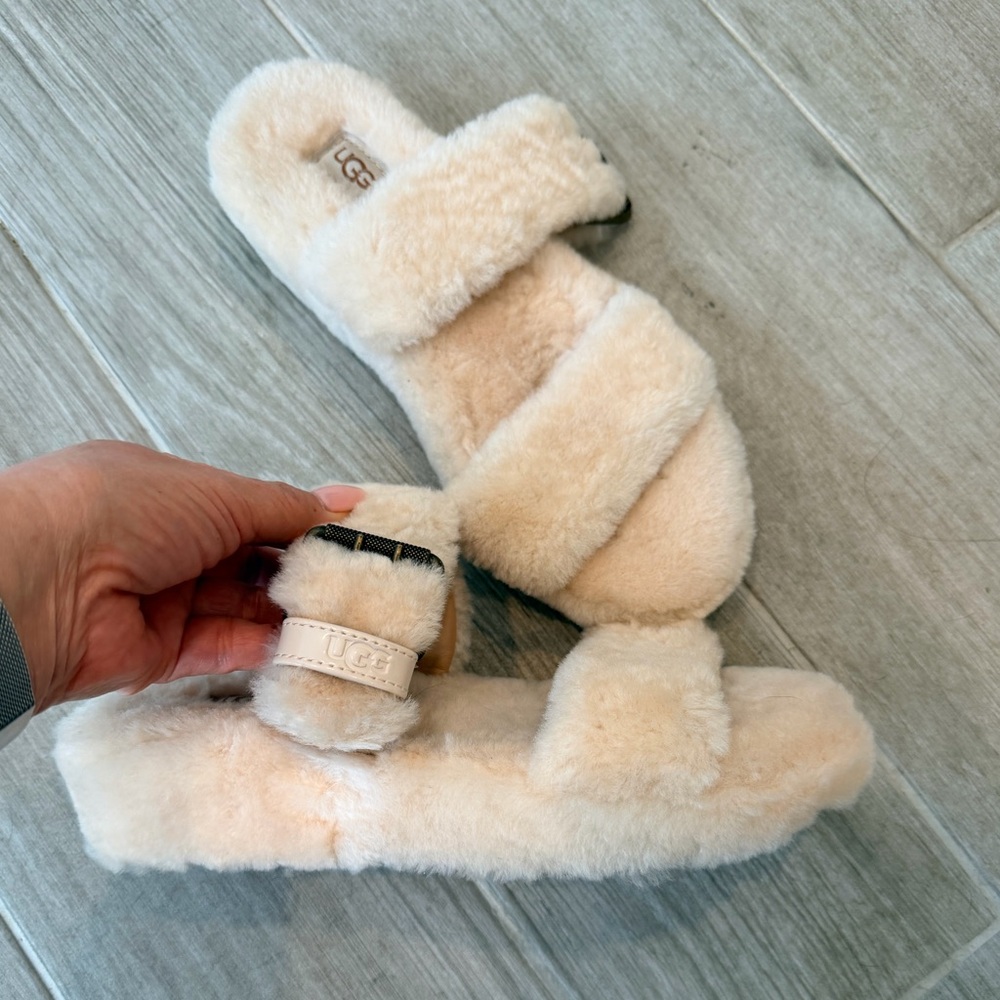 UGG Fluffy Tan Slippers